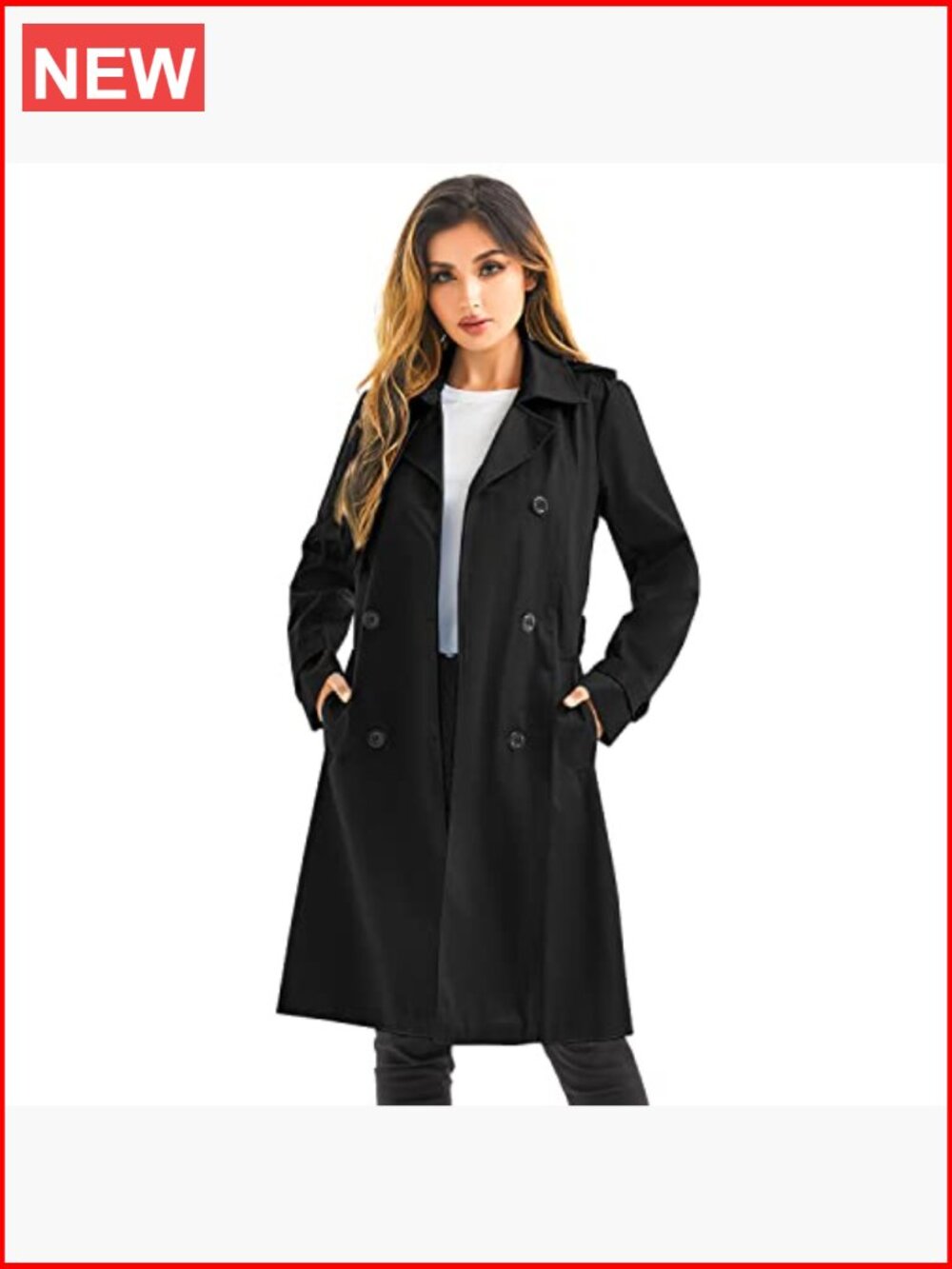 Waterproof Long Trench Coat Double Breasted Windbreaker Detachable Hood - Picture 5 of 7